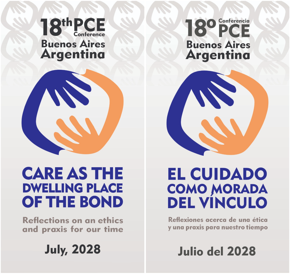 Posters in English and Spanish for the 18th PCE Conference, Buenos Aires - Care as the Dwelling Place of the Bond
